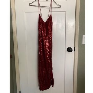 Shein red sequins dress
